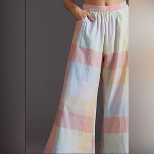 Anthropologie Mindy Plaid Wide-Leg Trouser Set